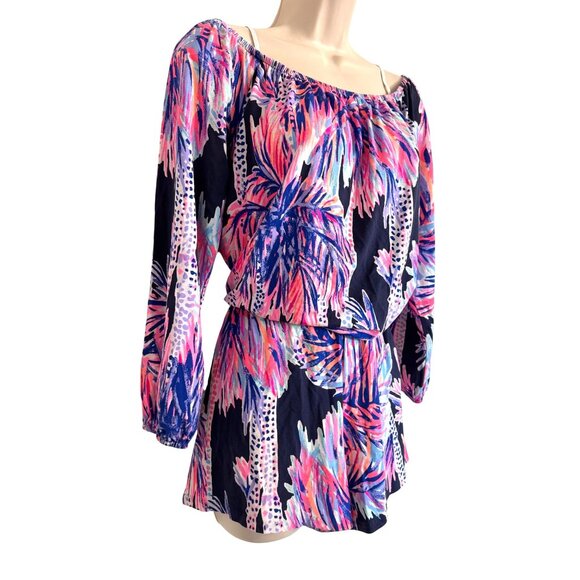 Lilly Pultizer Lana Off Shoulder Size Small EUC Romper Shorts - Picture 4 of 10